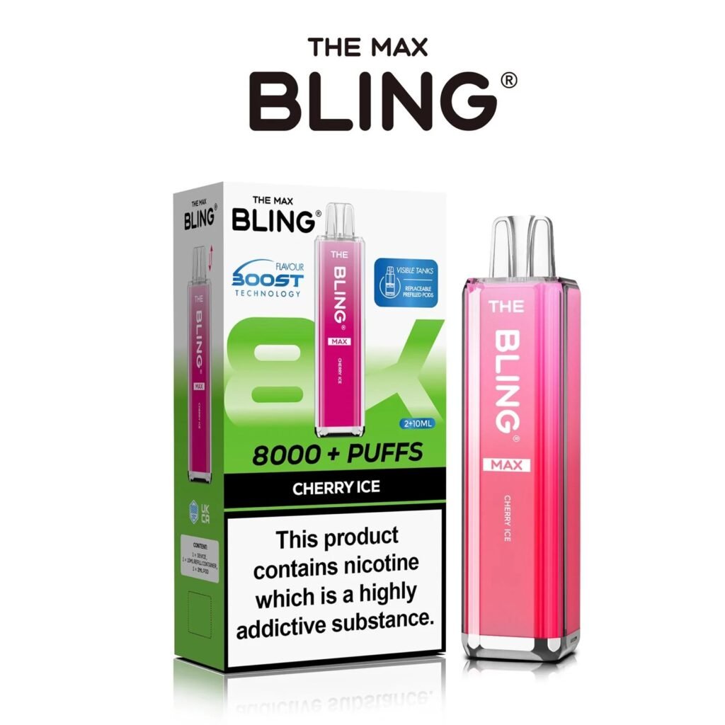 Cherry Ice flavoured Bling Max 8000 puffs in Green colour