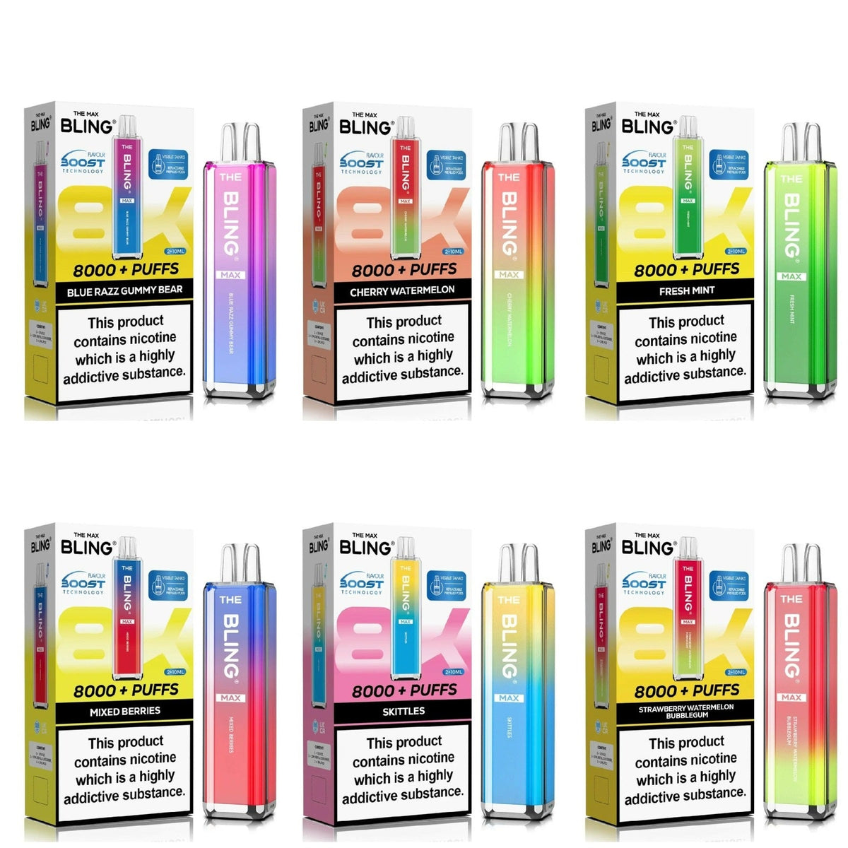 Bling Max 8000 Puffs Rechargeable Vape Kit - Box of 5 - Bling Max 8000 Puffs Rechargeable Vape Kit - Box of 5 - Vape Fast UK