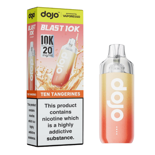 Dojo Blast 10K Rechargeable Vape Kit - Pack of 5 - Ten Tangerines flavoured Dojo Blast 10k in Light Coral colour - Vape Fast UK