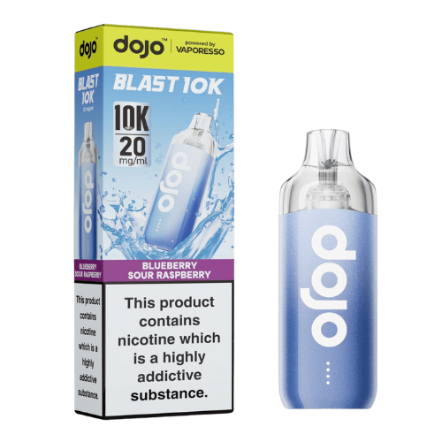 Dojo Blast 10K Rechargeable Vape Kit - Pack of 5 - Blueberry Sour Raspberry flavoured Dojo Blast 10k in Light Sky Blue Colour - Vape Fast UK