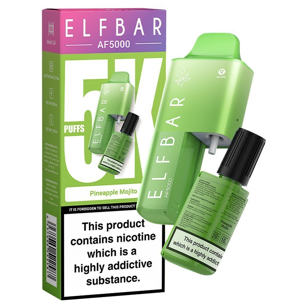 Elfbar AF5000 Puffs Disposable Vape Pod Kit - Elfbar AF5000 Puffs Disposable Vape Pod Kit - Wolfvapes.co.uk - Pineapple Mojito - Vape Fast UK