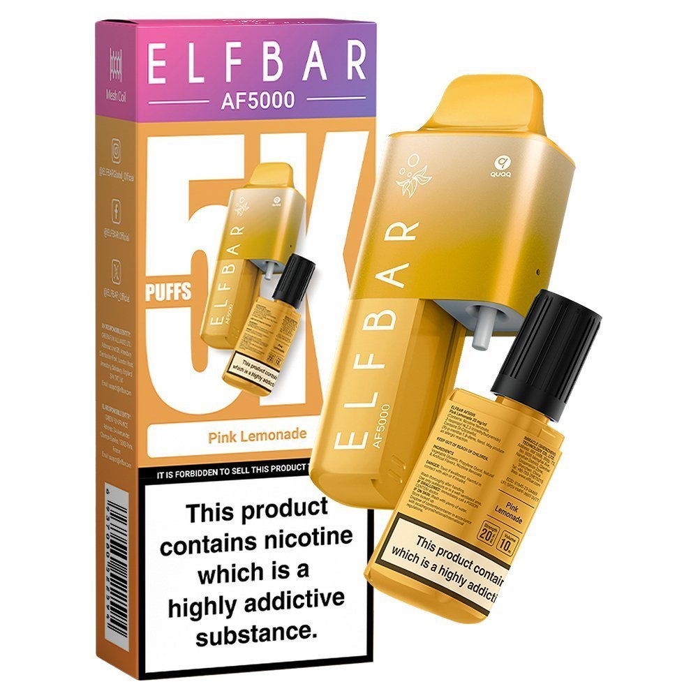 Elfbar AF5000 Puffs Disposable Vape Pod Kit - Elfbar AF5000 Puffs Disposable Vape Pod Kit - Wolfvapes.co.uk - Pink Lemonade - Vape Fast UK