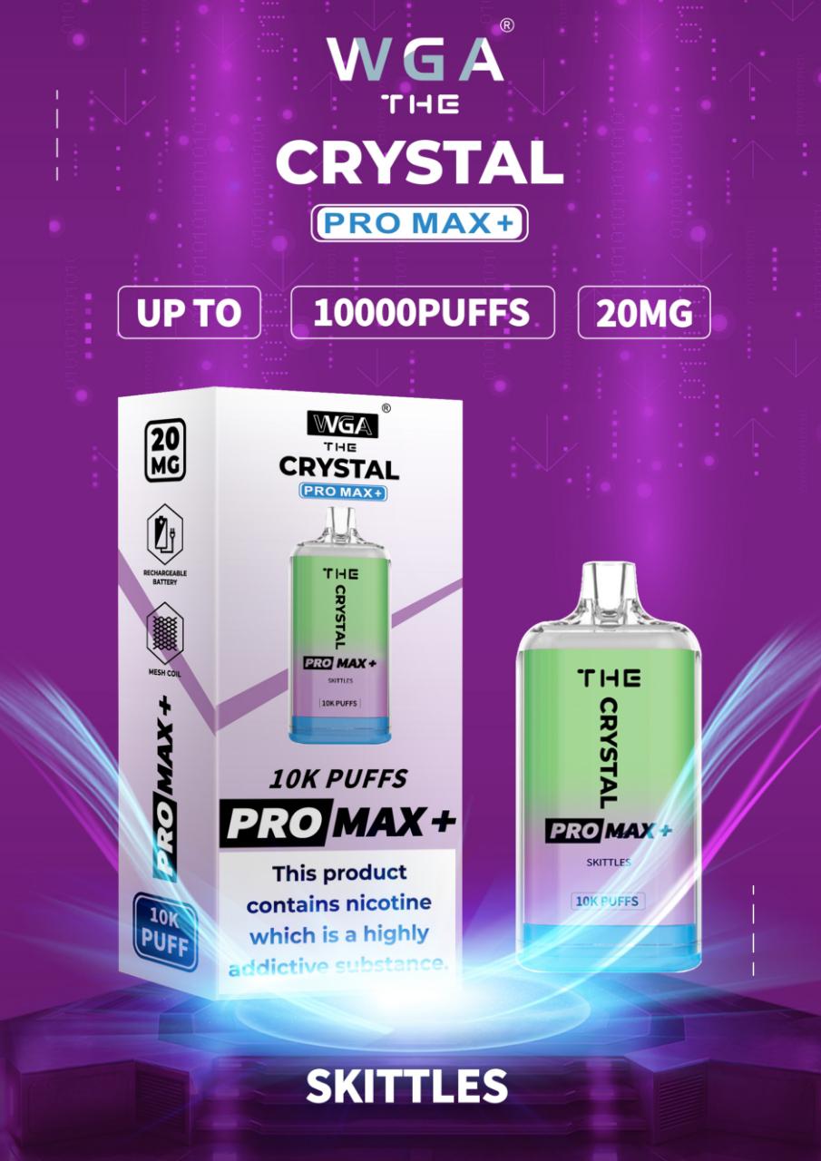 WGA The Crystal Pro Max + 10000 Puff Disposable Vape - The Crystal Pro Max + 10000 Disposable Vape Puff Pod Bar - Wolfvapes.co.uk - Skittes - Vape Fast UK