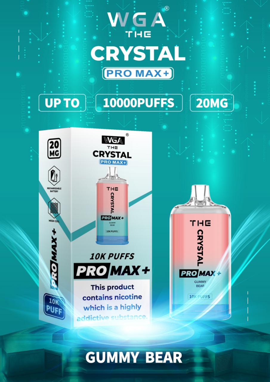WGA The Crystal Pro Max + 10000 Puff Disposable Vape - The Crystal Pro Max + 10000 Disposable Vape Puff Pod Bar - Wolfvapes.co.uk - Gummy Bear - Vape Fast UK