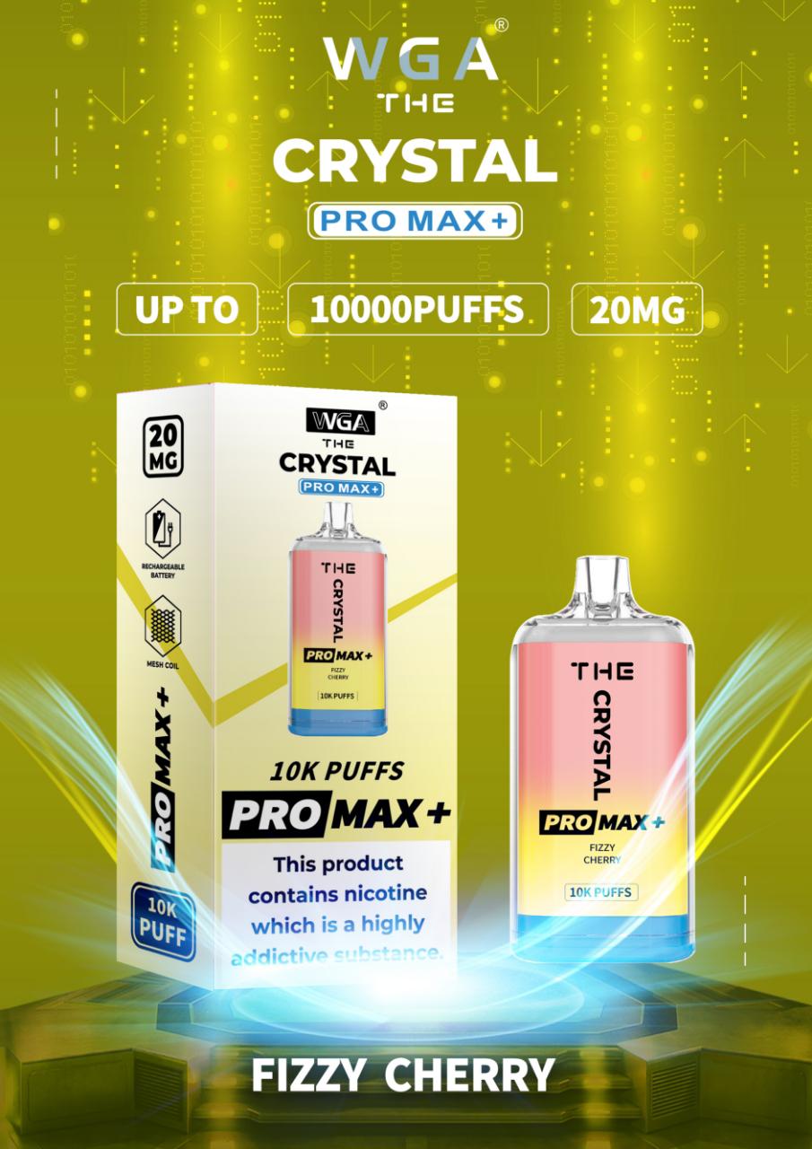 WGA The Crystal Pro Max + 10000 Puff Disposable Vape - The Crystal Pro Max + 10000 Disposable Vape Puff Pod Bar - Wolfvapes.co.uk - Fizzy Cherry - Vape Fast UK
