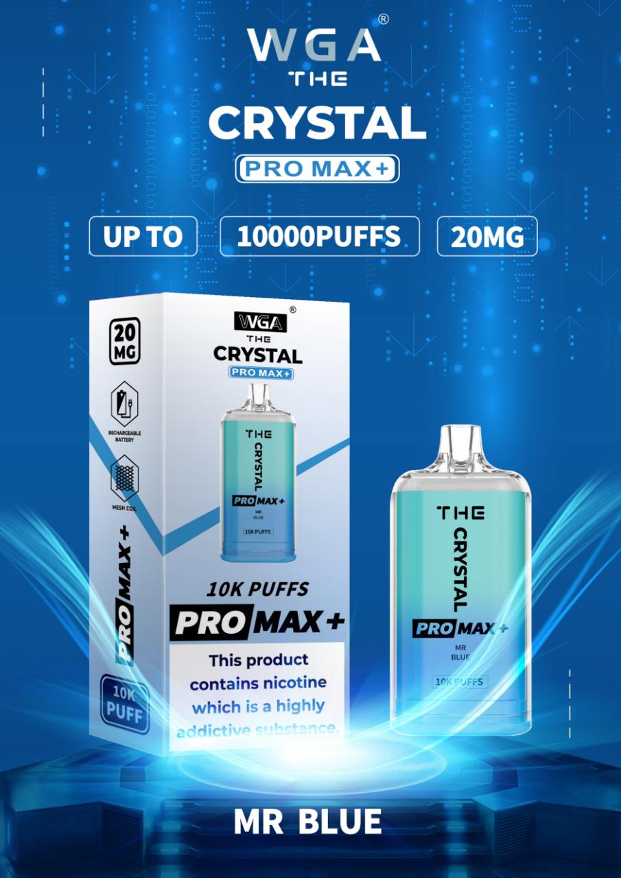 WGA The Crystal Pro Max + 10000 Puff Disposable Vape - The Crystal Pro Max + 10000 Disposable Vape Puff Pod Bar - Wolfvapes.co.uk - Mr Blue - Vape Fast UK